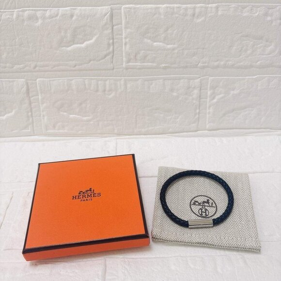 Hermes Goliath Leather Bracelet Silver Hardware Black - Picture 6 of 11